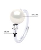 Bague Argent & Perle de Culture d'eau Douce Ronde blanc naturel