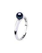 Bague Argent & Perle de Culture d'Eau Douce Ronde noire