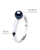 Bague Argent & Perle de Culture d'Eau Douce Ronde noire