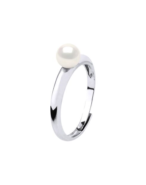 Bague Argent & Perle de Culture d'eau Douce Ronde blanc naturel