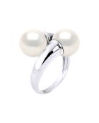 Bague Argent & Perles de Culture d'eau Douce Rondes blanc naturel