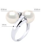Bague Argent & Perles de Culture d'eau Douce Rondes blanc naturel