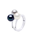 Bague Argent & Perles de Culture d'eau Douce Rondes blanc/gris/noir