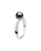 Bague Argent & Perle de Culture de Tahiti Ronde noire