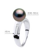 Bague Or blanc & Perle de Culture de Tahiti Ronde noire