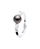 Bague Or blanc & Perle de Culture de Tahiti Ronde noire