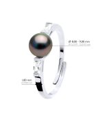 Bague Or blanc & Perle de Culture de Tahiti Ronde noire