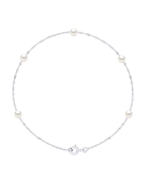 Bracelet Or blanc & Perles de Culture d'Eau Douce Rondes blanc naturel