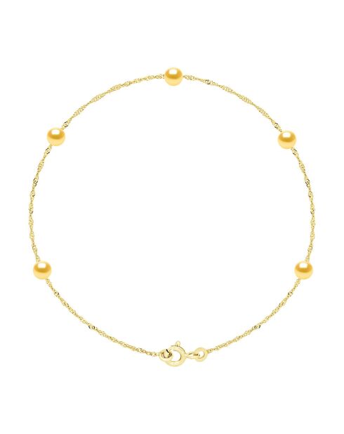 Bracelet Or jaune & Perles de Culture d'Eau Douce Rondes dorées