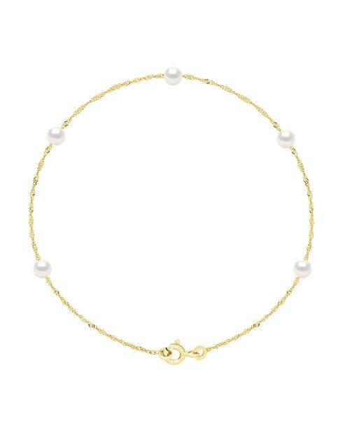 Bracelet Or jaune & Perles de Culture d'eau Douce Rondes blanc naturel