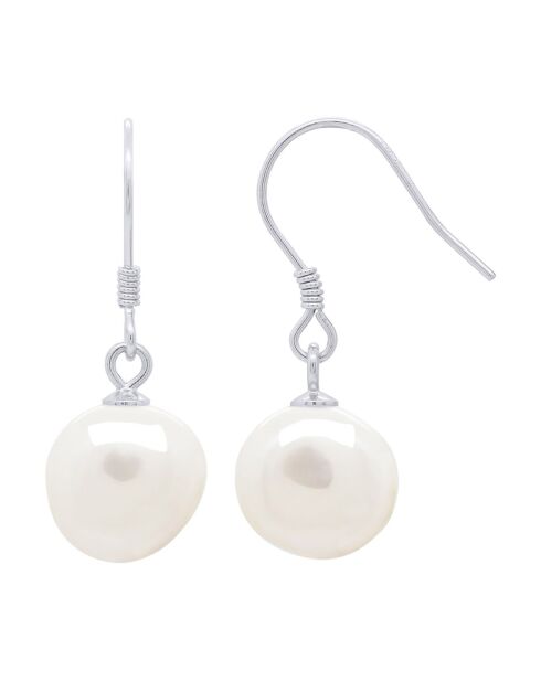 Boucles d'oreilles Argent & Perles de Culture d'eau Douce Baroques blanc naturel