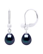 Boucles d'oreilles Argent & Perles de Culture d'Eau Douce Poires noires