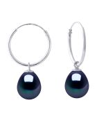Boucles d'oreilles Argent & Perles de Culture d'Eau Douce Poires noires