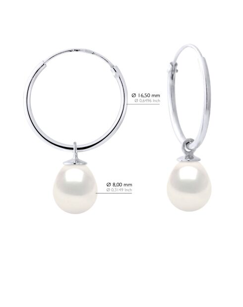 Boucles d'oreilles Argent & Perles de Culture d'eau Douce Poires blanc naturel