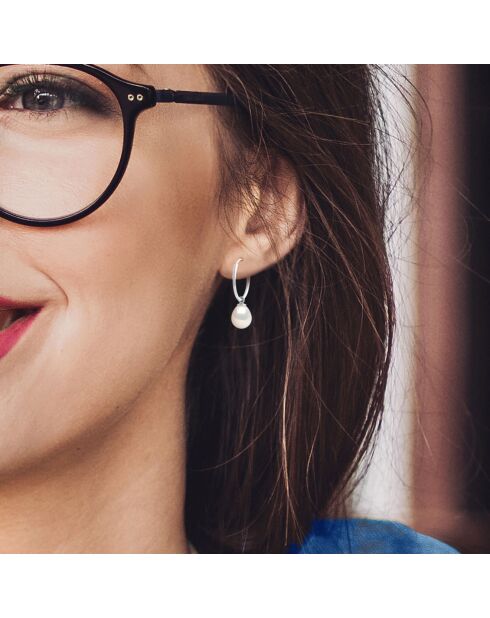 Boucles d'oreilles Argent & Perles de Culture d'eau Douce Poires blanc naturel