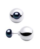 Boucles d'oreilles Argent & Perles de Culture d'Eau Douce noires