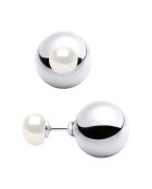Boucles d'oreilles Argent & Perles de Culture d'eau Douce Rondes blanc naturel