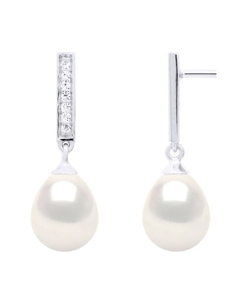 Boucles d'oreilles Argent & Perles de Culture d'eau Douce Poires blanc naturel