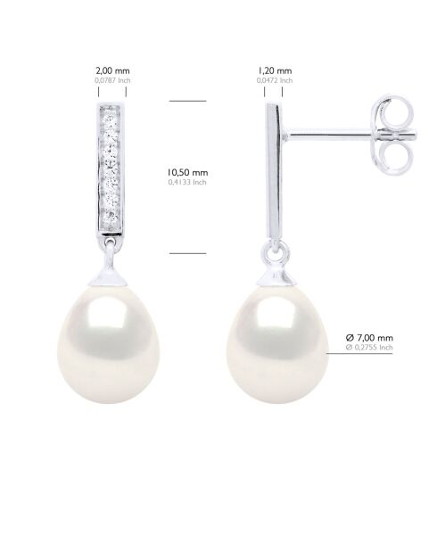 Boucles d'oreilles Argent & Perles de Culture d'eau Douce Poires blanc naturel