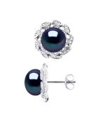 Boucles d'oreilles Argent & Perles de Culture d'Eau Douce Boutons noires