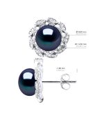 Boucles d'oreilles Argent & Perles de Culture d'Eau Douce Boutons noires