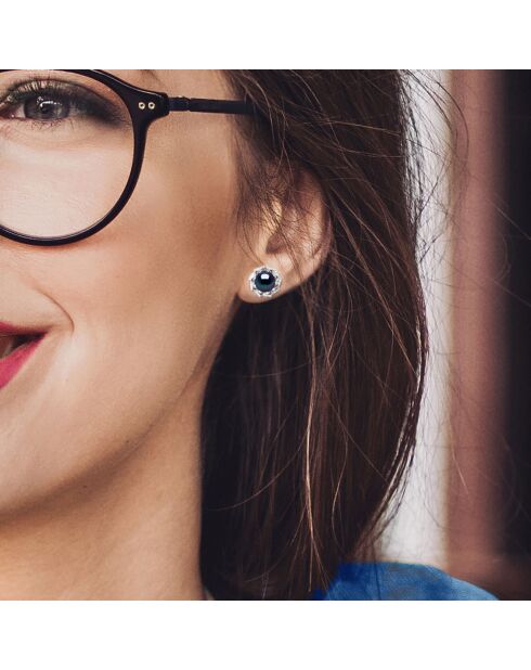 Boucles d'oreilles Argent & Perles de Culture d'Eau Douce Boutons noires