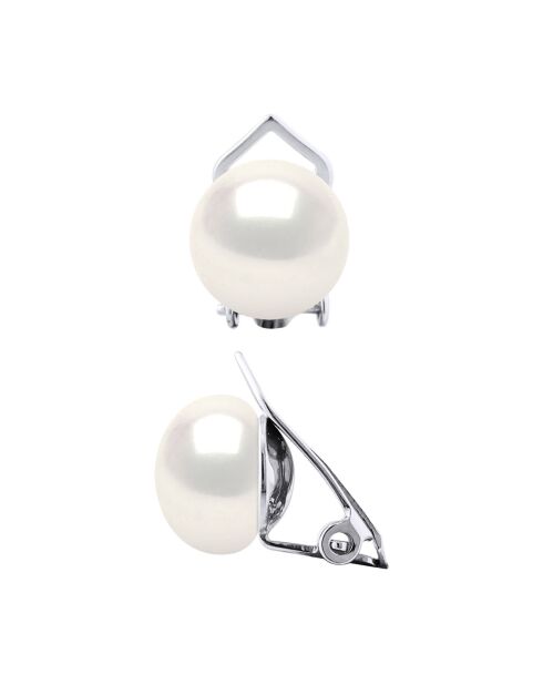 Boucles d'oreilles Argent & Perles de Culture d'eau Douce Boutons blanc naturel