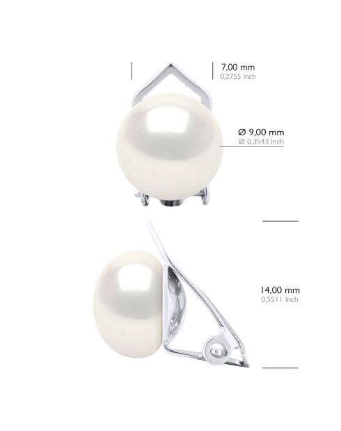 Boucles d'oreilles Argent & Perles de Culture d'eau Douce Boutons blanc naturel