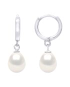 Boucles d'oreilles Or blanc & Perles de Culture d'Eau Douce Poires blanc naturel