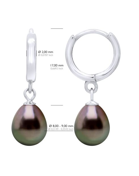 Boucles d'oreilles Argent & Perles de Culture de Tahiti noires