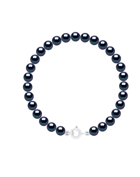 Bracelet Argent & Perles de Culture d'Eau Douce Rondes noires
