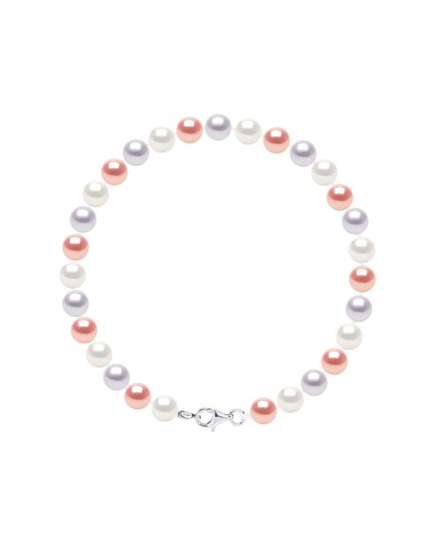 Bracelet Argent & Perles de Culture d'Eau Douce Rondes blanc/rose/gris