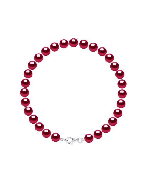 Bracelet Argent & Perles de Culture d'Eau Douce Rondes cerise