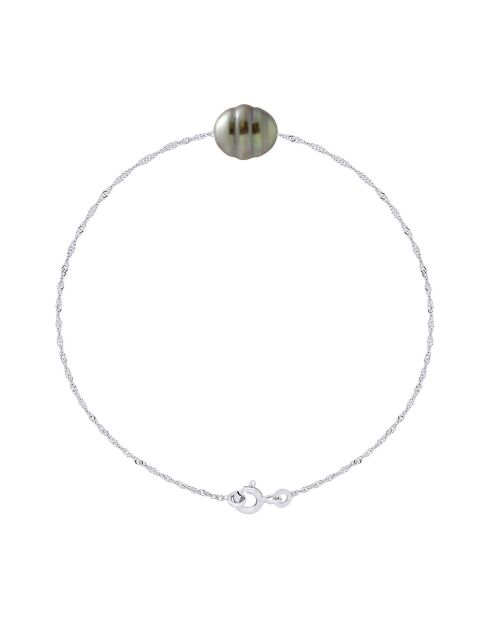 Bracelet Or blanc & Perle de Culture de Tahiti Cerclée noire