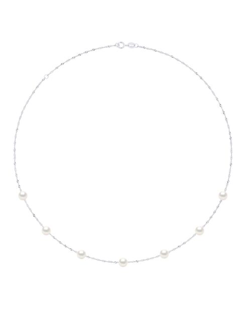 Collier Argent & Perles de Culture d'eau Douce Rondes blanc naturel