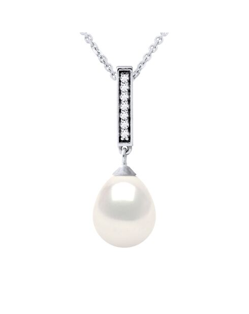 Collier Argent & Perle de Culture d'Eau Douce Poire blanc naturel