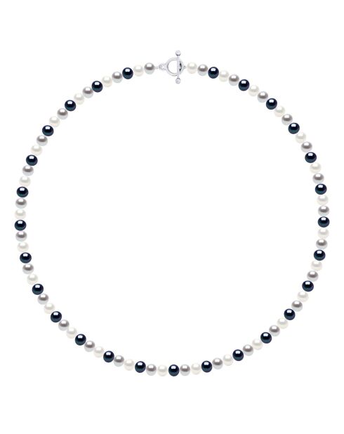 Collier Argent & Perles de Culture d'eau Douce Rondes multicolores