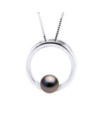 Collier Argent & Perle de Culture de Tahiti Ronde noire