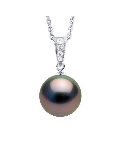 Collier Argent & Perle de Culture de Tahiti Ronde noire