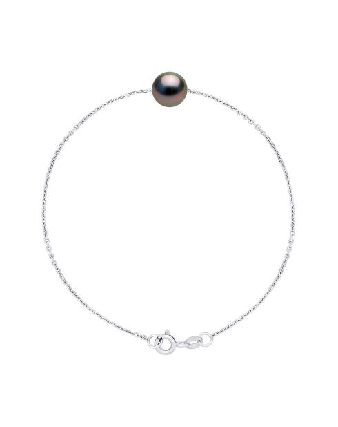 Bracciale in argento e perla coltivata di Tahiti tonda nera