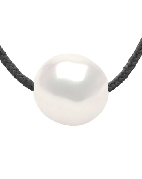 Collier en Nylon tressé & Perle de Culture de Tahiti Baroque blanc naturel