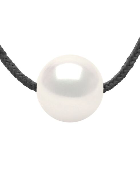 Collier en Nylon tressé & Perle de Culture de Tahiti Ronde blanc naturel