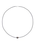 Collier en Nylon tressé & Perle de Culture de Tahiti Cerclée arc-en-ciel