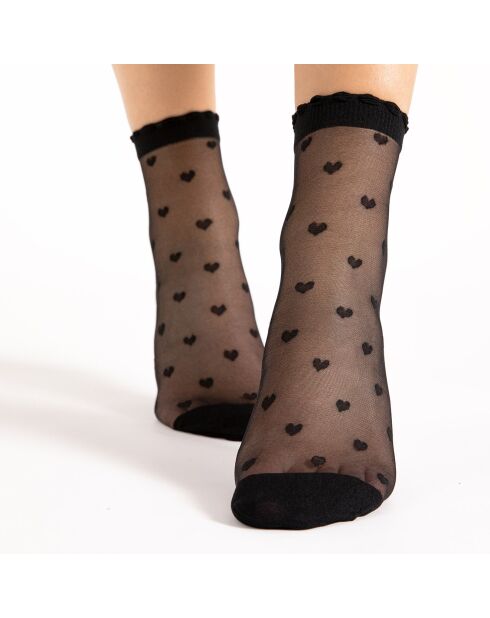 Chaussettes Iris à motifs 20 deniers noires