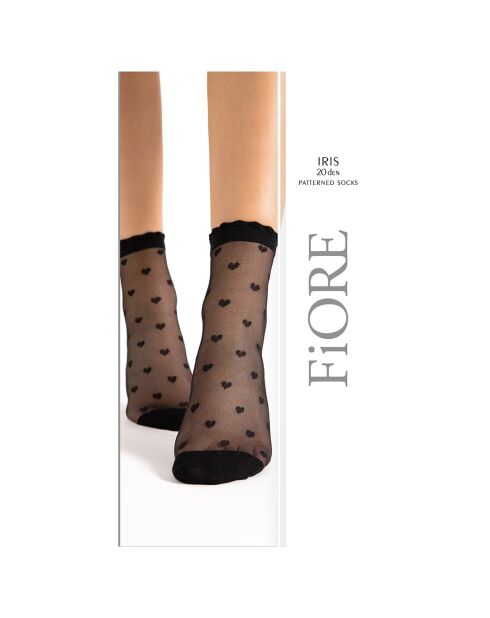 Chaussettes Iris à motifs 20 deniers noires