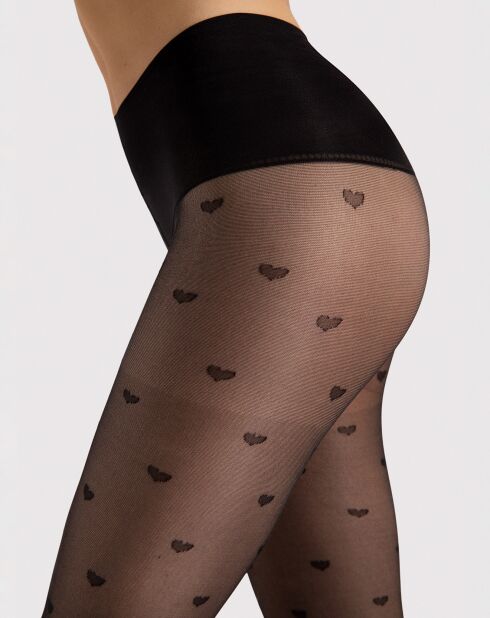 Collants Heartbeat modelants à motifs 20 deniers noirs