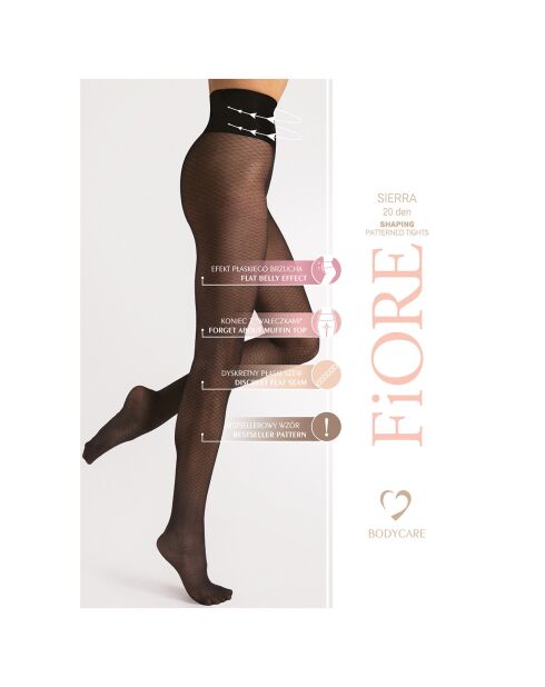 Collants Sierra modelants à motifs 20 deniers noirs