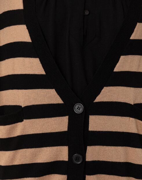 Gilet en Laine mélangée Lena rayure camel