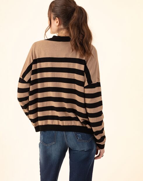 Gilet en Laine mélangée Lena rayure camel