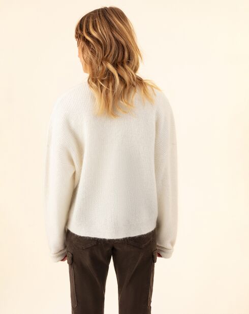 Gilet en Kidmohair & Laine mélangés Bonnie écru